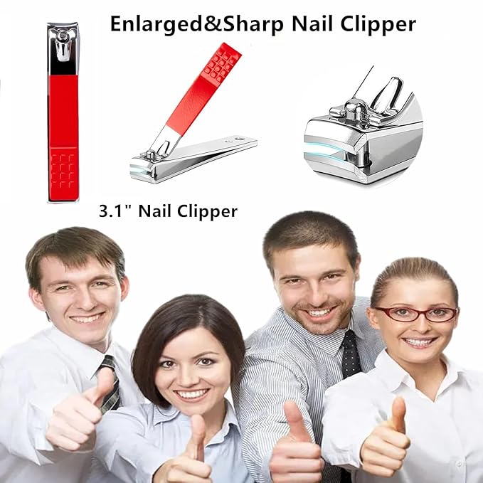 Manicure Set Nail Clipper Set Women Men Stainless Steel Toe Finger Nail Clippers Kit Personal Care Tools with Portable Travel Case Manicure Tools Grooming Kit for Women Men Friends(Red)