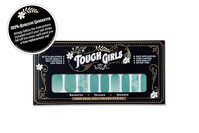 | 20 Exquisite Gel Nail Polish Strips w/Application Accessories - No UV/LED Lamp Required (Seafoam & Silver Speckles)