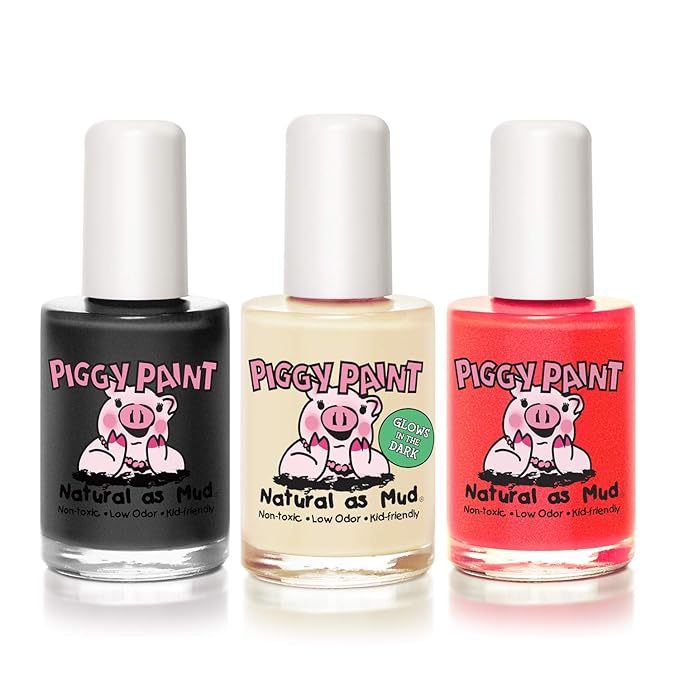 Piggy Paint | 100% Non-Toxic Girls Nail Polish | Safe, Cruelty-free, Vegan, & Low Odor for Kids | Ghouls Wanna Have Fun (Halloween Gift Set with 1 Glow in the Dark Polish)