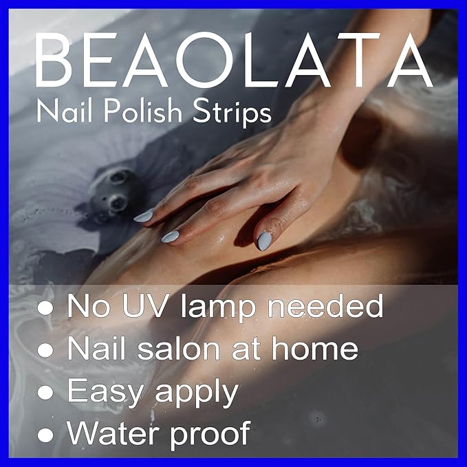 Nail Polish Strips, 32PCS Salon Quality Wraps, Long Lasting Gel Nail Stickers for Women Easy Apply& Remove (Euphoric Lilac)