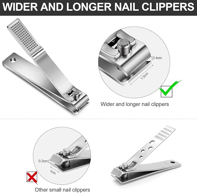Mudder 6 Pieces Large Toenails Clippers Straight Edge Toenails Clippers Stainless Steel Nails Cutters for Men Women Thick Nails(Silver)