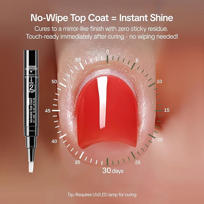 2-Step Gel Nail Polish Pens with No-Wipe Top Coat, 6 Colors Red Nail Polish Set, Quick Dry Long Lasting Gel Polish, Beginner Friendly Nail Art Pen, UV/LED Lamp Required, Portable for Travel