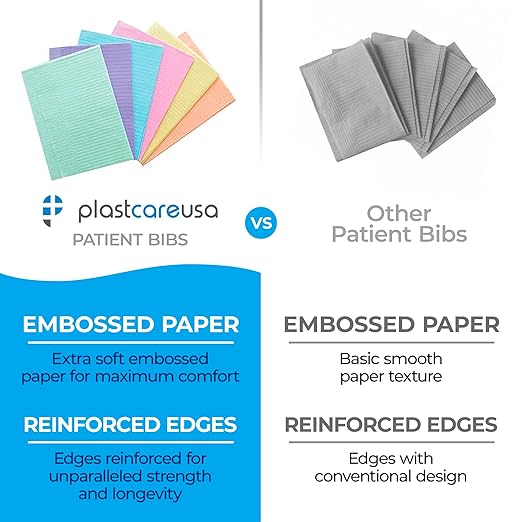 Pink Disposable Dental Bibs 13"x18" - 3 Ply Waterproof Tattoo Bib Sheet for Patients - Dentist or Medical Tray Cover and Nail Table Cover Supplies