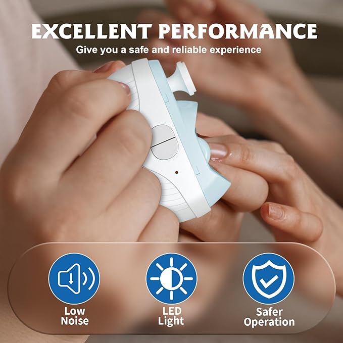 Electric Nail Clipper, 2 in 1 Automatic Nail Trimmer with Polishing, 3 Speeds Strong Power Nails Trimmer with Light, Clip Storage, Rechargeable Toenail Clippers for Adults Seniors (White)