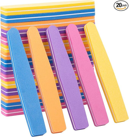 20 Pieces Nail Buffer Block Sponge Nail File Washable Double Sided 100/180 Sanding Block Buffing Files