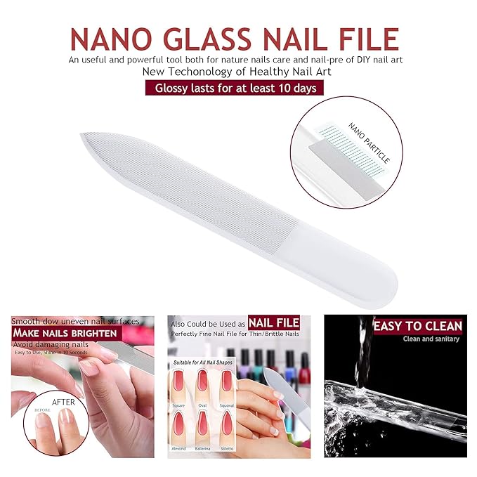 Manicure Set Nail Clippers Kit 6 Pieces in 1 Stainless Steel Professional Grooming Nail Care Tools Including Nano Glass Nail Shiner Buffer File Gift for Men Husband Boyfriend Parents Women