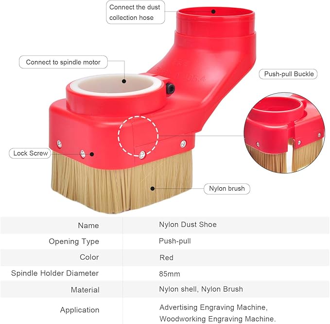 Daedalus NL330 CNC Dust Shoe, 85mm, Red