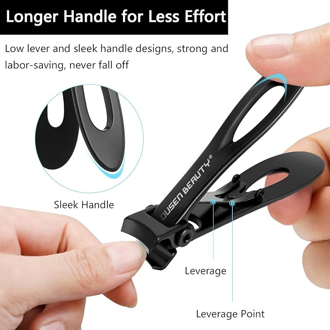 Nail Clippers for Thick Nails, Extra Wide Jaw Opening Nail Cutter for Thick Toenails, Stainless Steel Finger & Toe Nail Clipper with Nail File 3 Pcs Set for Seniors & Adult & Men & Women