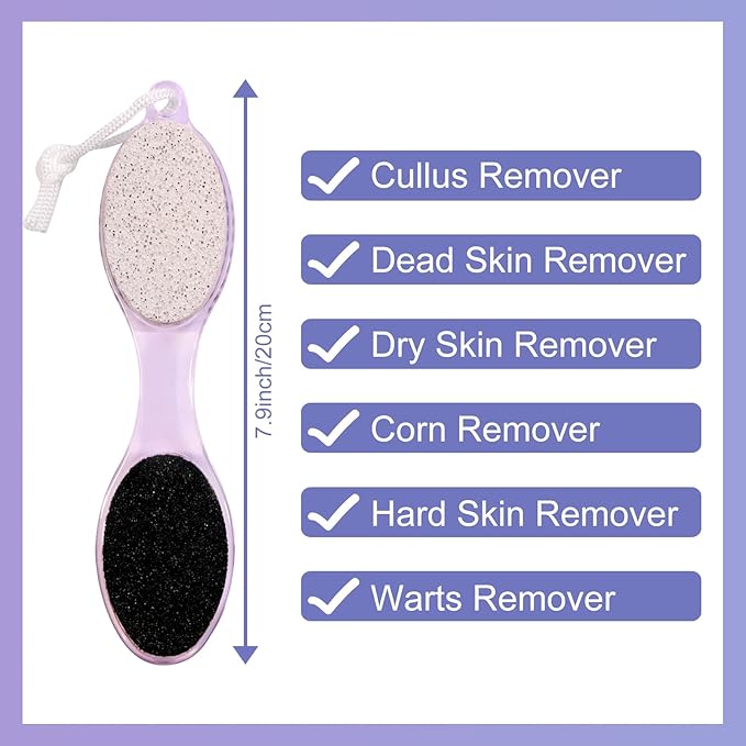 Pumice Stone Brush for Feet - 2 Pack Foot Brush Scrubber 4 in 1 Foot File Pedicure Paddle Kit for Foot Care (Lilac and Blue)