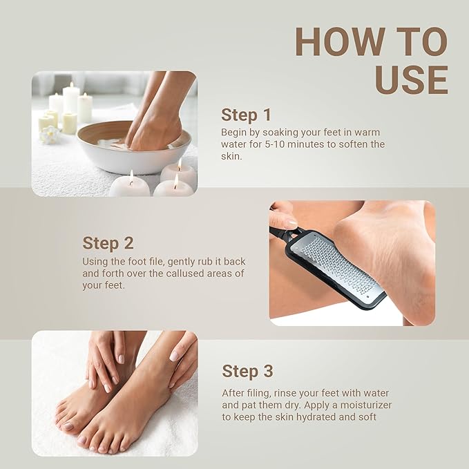 Foot Grater Callus Remover - Foot File Callus Remover for Feet Care - Surgical Grade Stainless Foot Scrubber Dead Skin Remover for Wet and Dry Foot - Foot Rasp Callus Remover Professional