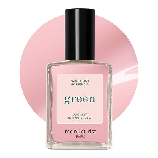 Manucurist - Green Hortencia Nail Polish - Sheer Pink Nail Polish - 9-Free, Vegan and Plant-Based - Quick Dry Manicure - Non Toxic - Made in France - 0.5 fl oz