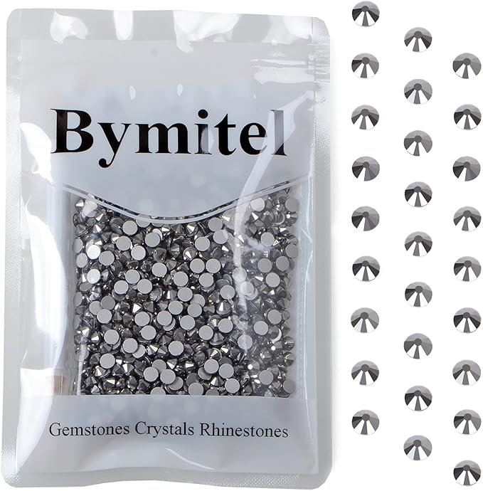 2880PCS Art Nail Rhinestones Non Hotfix Glue Fix Round Crystals Glass Flatback for DIY Jewelry Making with one Picking Pen (ss4 2880pcs, Jet Hematite)