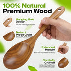 Teak Wooden Salad Spoon, Durable Wooden Serving Spoon, Nonstick-Safe Wooden - Image 4