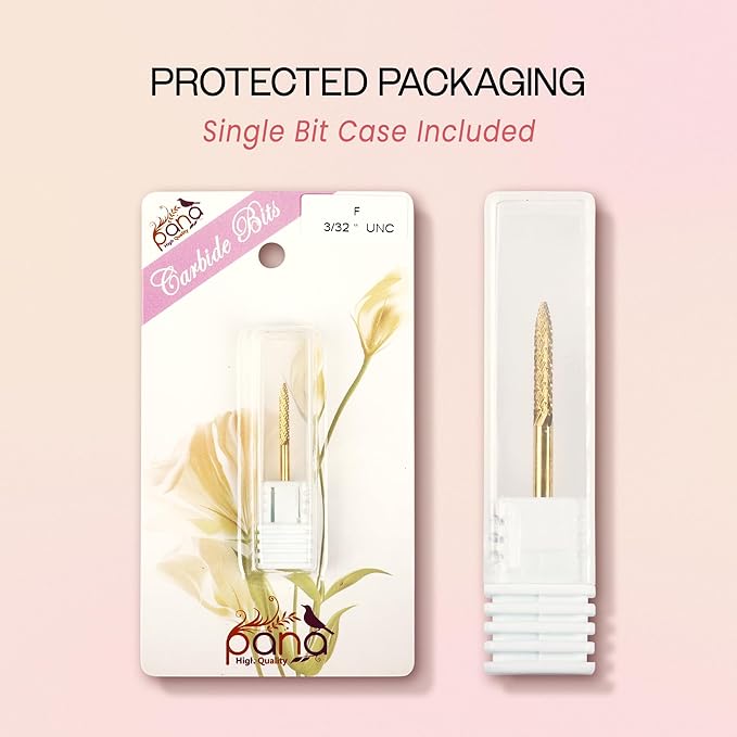 PANA 3/32" Carbide Cuticle Nail Drill Bit for Cuticle Cleaning, Dead Skin Removal, Gel Polish & Acrylic Removal, Under Nail Cleaner, Nail Salon, Manicure Tools (UNC- Gold, Fine)