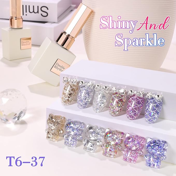 Double Rhythm 0.5Oz Glitter Gel Polish Shimmer Reflective Color for Nail Art Salon DIY Soak Off 15ml Nail Lamp Gel Polish at Home (Silver Sequin-B1017)