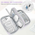 FYY Electronic Organizer, Travel Tech Pouch Bag, Light Purple | Wrist Strap - Image 5