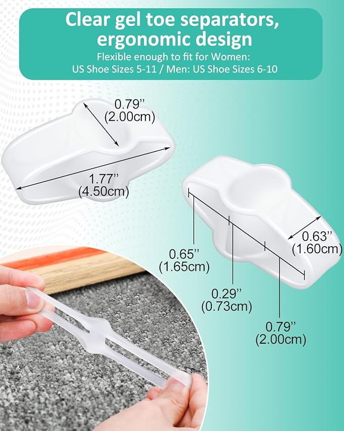 10 Pack Bunion Toe Corrector, Gel Toe Separators Big Toe Spacers with 2 Loops for Women Big Toe, Bunion Pain Relief, Overlapping Toe, Hammer Toe (Clear)