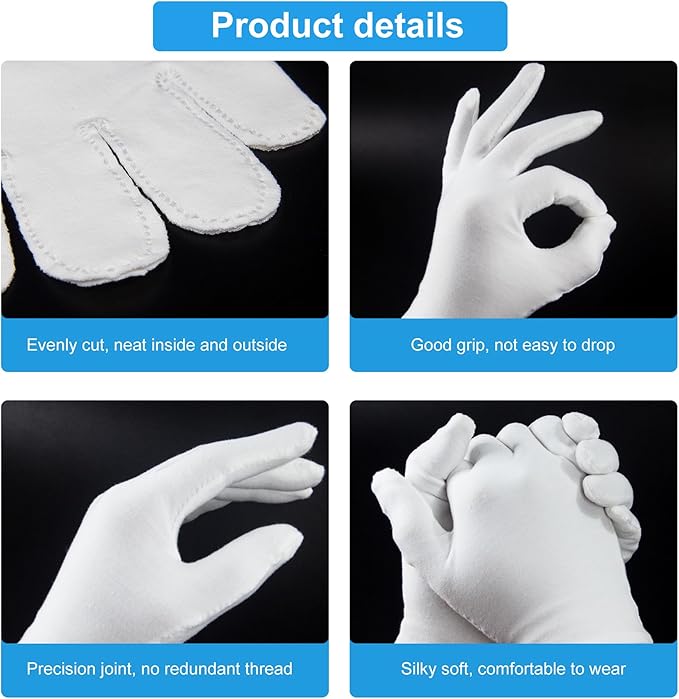 15Pairs (30Pcs) White Gloves for Men and Women, Washable SPA Moisturizing Cotton Gloves for Dry Hands Eczema Work Inspection Service Performance