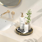 Oroyutor 9-Inch Oak Lazy Susan Vanity Tray, toiletries and decor on kitchen - Image 2