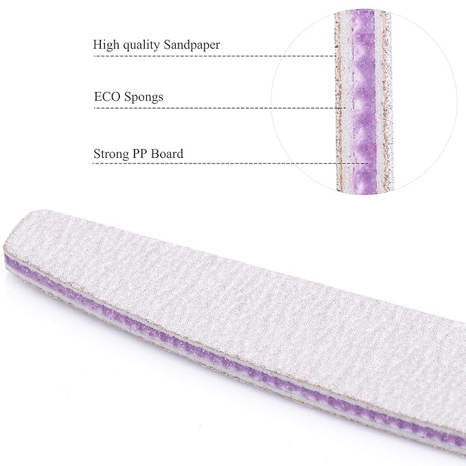 25 Pcs Nail Files 100/150 Grit Double Sided Washable Emery Board for Acrylic Nails Gel Natural Nails