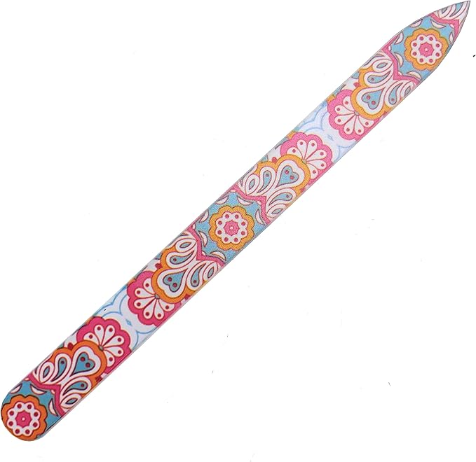 Pop Sonic Double-Sided Glass Nail File | Fingernail Files for Shaping & Smoothing Nails | High-Quality Tempered Glass | Strong, Wear-Resistant Filer w/Protective Carrying Case (Sunburst)