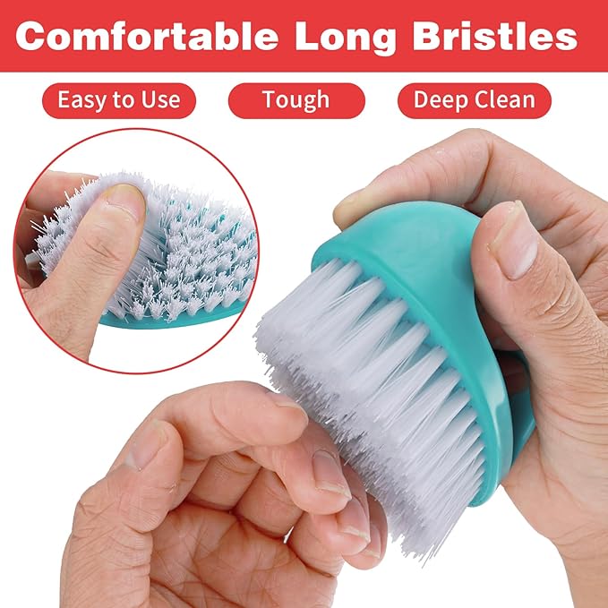 2 Pcs Hand and Nail Brush, Nail Clippers Heavy Duty Scrub Clean Brushes with Nylon Bristles for Cleaning Soft Stiff Fingernails Fingers Toes and Nails Scrubber Men Women(Red, Blue)