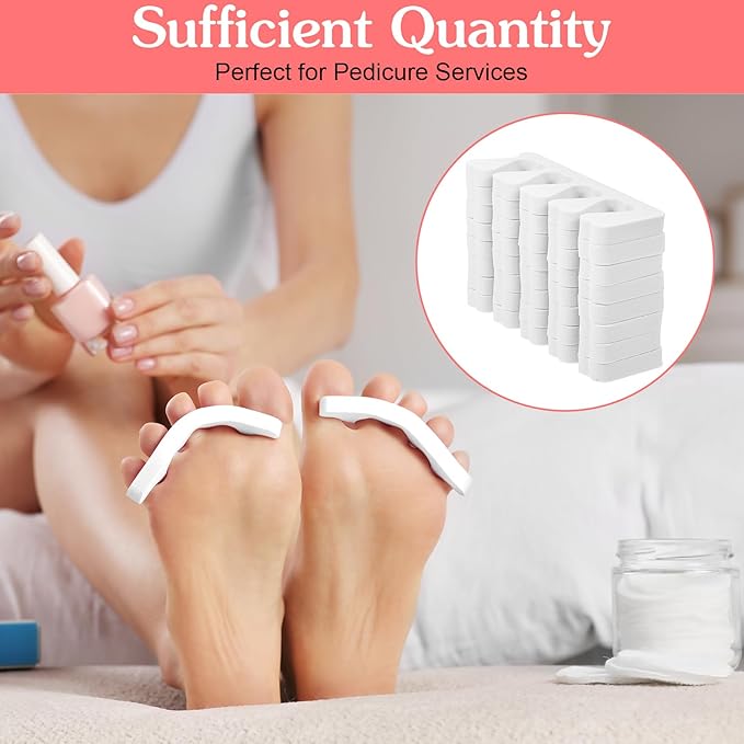 300 Pcs Toe Separators for Nail Polish Bulk Toe Separator Pedicure Correct Foot for Men Women Nail Polish Comfy Soft Pedicure Supplies(White)