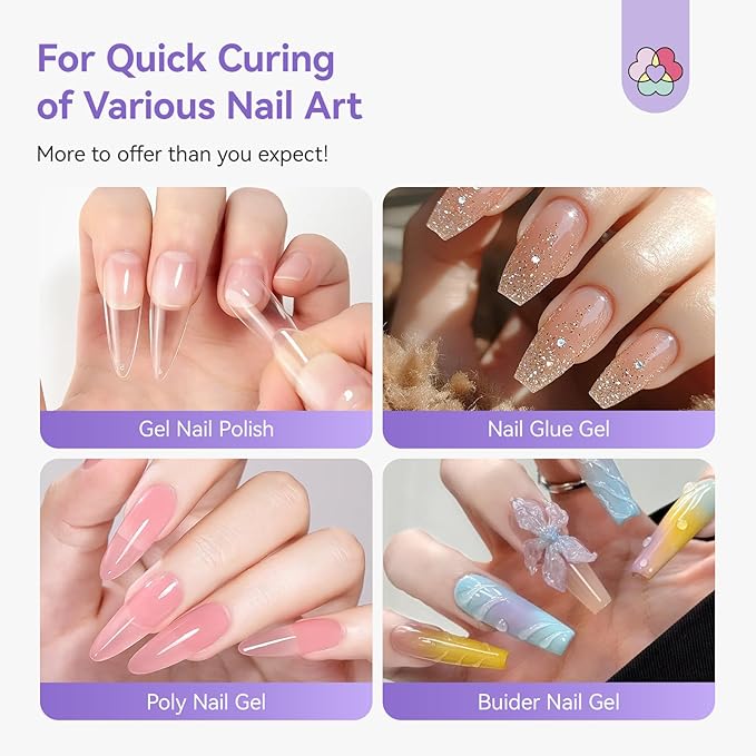 SAVILAND Essentials Hands-Free UV Nail Lamp with Stand: Flash Cure Lamp with 20s/60s Countdown Timer LCD Display 200 mAh Rechargeable LED Nail Light for Gel Nails Polish Rhinestone Decoration DIY Home
