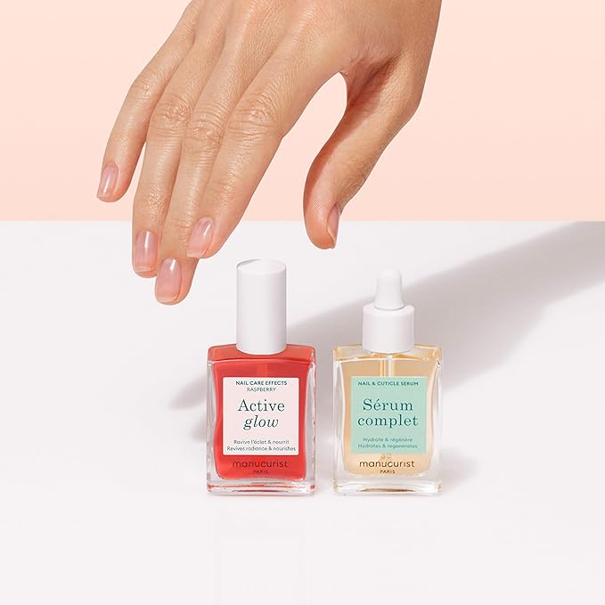 Manucurist Active Glow Raspberry Gift Set + Green Oil – Includes: 1 Care & Makeup Nail Polish, 1 Cuticle Nail Oil, 1 Complimentary Mini Nail File – Christmas Gifts for Women - Gift Box