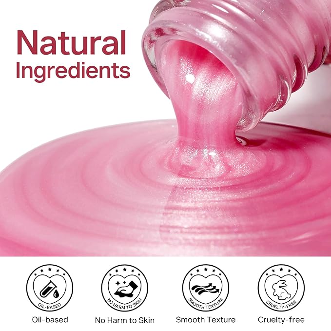 MIZHSE Pearlescent Rose Pink Nail Polish, Quick Dry Pearl Nail Polish, Air Fast Drying 15ml Nail Lacquer Non Gel Oil-based Nail Art Manicure Home DIY