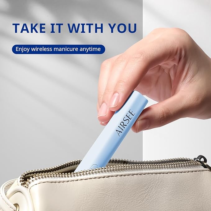 AIRSEE Mini Handheld UV Light,Portable Rechargeable Nail Lamps,2 Timers for Fast Nail Extension,Rhinestone Glue Decoration,Gel Strips at Home,Travel(Blue)