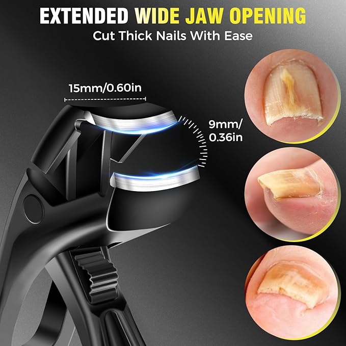 2025 Upgraded Toenail Clippers for Seniors Thick Toenails, Angled Head Large Toe Nail Clippers for Men with Catcher, Heavy Duty Sharp Fingernail Clipper with Long Handle, Wide Jaw