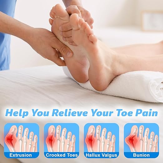 Bunion Corrector With Silicone Inner Pad for Women Men Big Toe Orthopedic Bunion Splint for Hallux Valgus Pain Relief Hammer Toe Straightener for Day Night Support-1 White(Free 2 Bunion Sleeves)