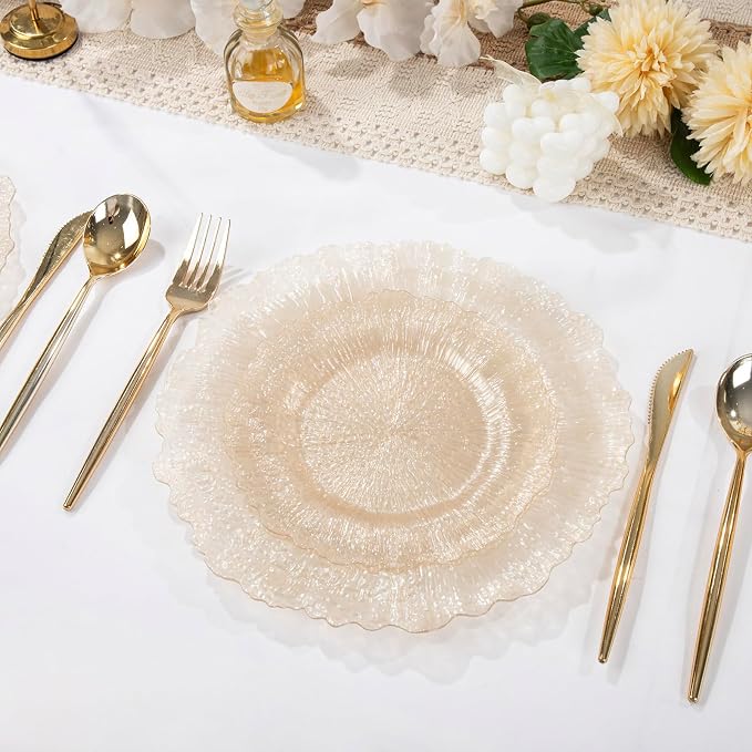 U-QE 60PCS Clear Coffee Plastic Plates - Image 4