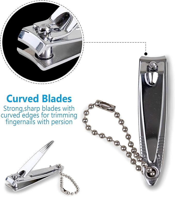(6 Pack) Toe Nail Clippers Toenail Clippers and Fingernail Clipper Set, Premium Stainless Steel Ultra Sharp Sturdy Curved Edge Cutter Trimmer Finger Nail Clip for Adults Men Women Nail Cleaner