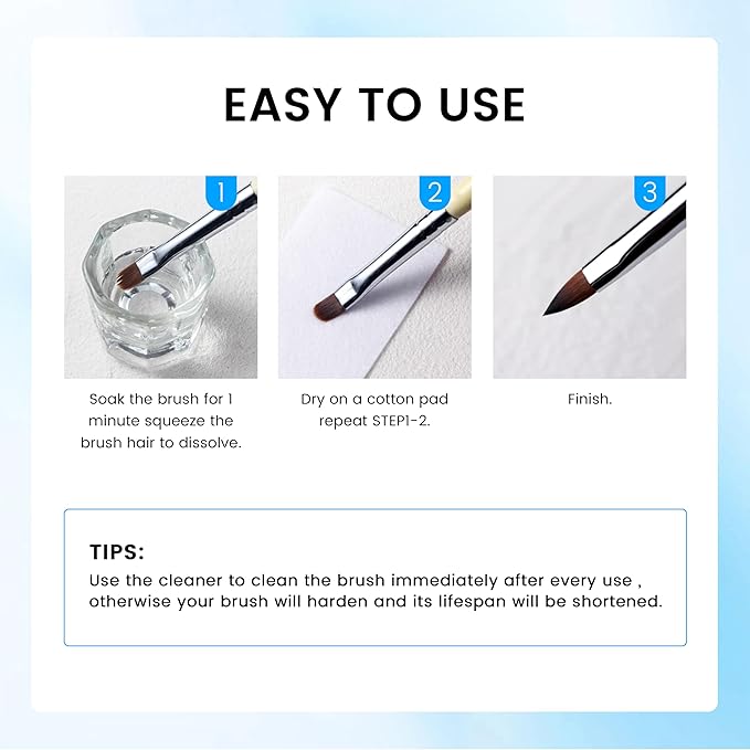 Nail Brush Cleaner 120ml Acrylic Brush Cleaner Efficient Nail Cleaner for Acrylic Nails Professional Brush Cleaner for acrylic Clean and Maintain Your Nail Brushes with Cleaning Solution