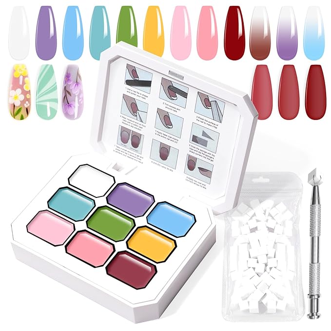 Gradient Painting Gel, 9 Bright Colors Ombre Gel Nail Polish Light Pink Blue Summer Kit Sponging for Pigment Pat Kit Aura Nails French Manicure Soak Off UV Bloom Summer Set