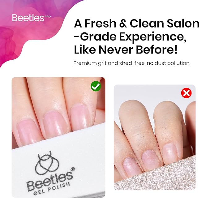 Beetles Pro 10-Pcs Nail File Nail Buffer – Professional 100/180 Grit Double Sides Sponge Nails Files and Buffers Emery Boards Prep Tool for Acrylic, Gel & Natural Nails – Salon Quality Manicure Tool