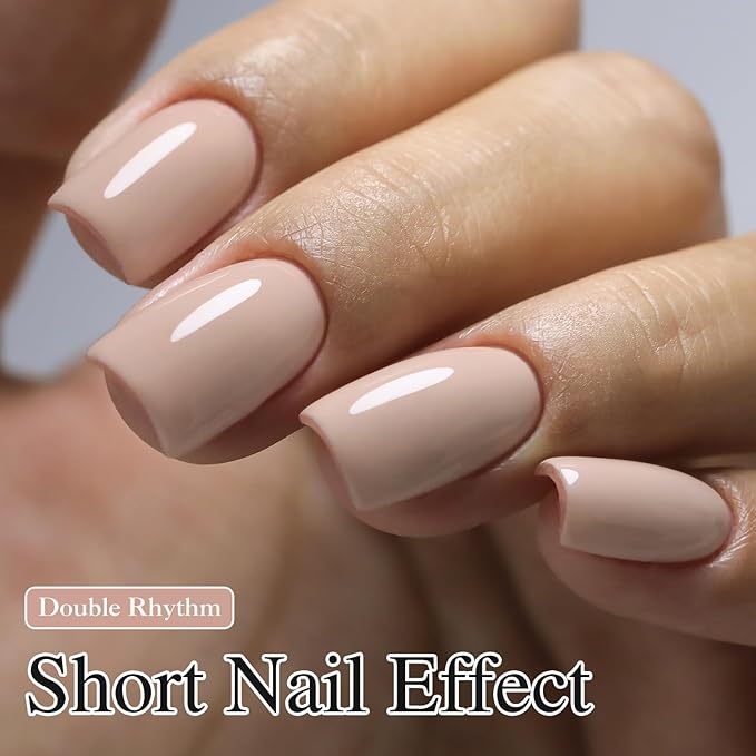 Double Rhythm Gel Polish 15ML Jelly Sheer Pastel Light Milky Color Pearl White Bottle 1 PC 0.5 OZ Full Size Nail Art Salon at Home (Neutral Nude-D1333)