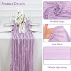 3 Pack Lilac Purple Cheesecloth Table Runner 120 Inch Boho Wedding Decor | - Image 3