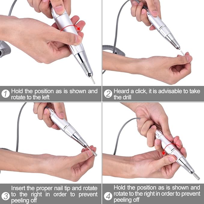 30000 RPM Nail File Drill Machine, Portable Nail Drill E File Machine for Acrylic Nails Rechargeable Polishing Buffer Smooth Nails Device Tool Set Nail Filer for Home Salon Manicure Tools (White)