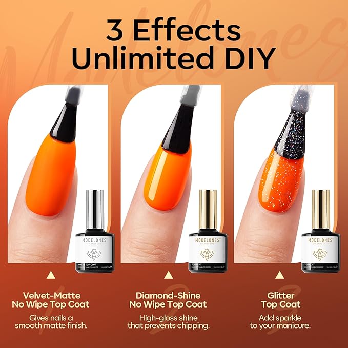 Modelones 32 PCS Fall Gel Nail Polish Kit, 28 Colors Cat Eye Glitter Brown Red Orange Gel Polish with Base Coat, Glitter & Glossy & Matte Top Coat Soak Off LED Nail Art Kit Salon at Home