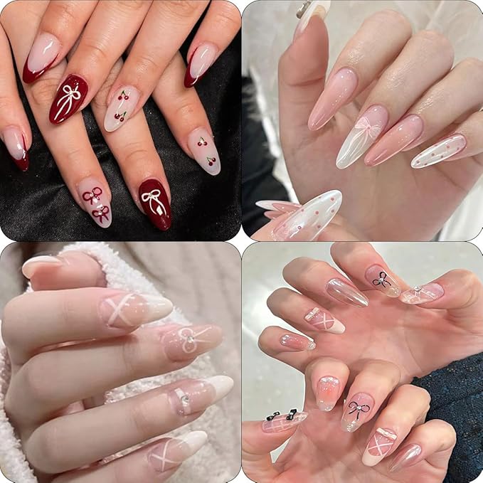 6Sheets Bow Nail Stickers 3D Self Adhesive Colorful Bow Nail Decals Pink Red Black Bowtie Nails Art Stickers Cute French Bows Nails Decorations Supplies for Women Girls DIY Acrylic Manicure Salon