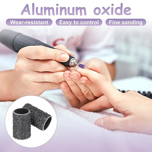 HARFINGTON 100pcs Small Sanding Bands 120 Grit for Nail Drill Bits Mini Sanding Band for Nails Gel Manicures Black