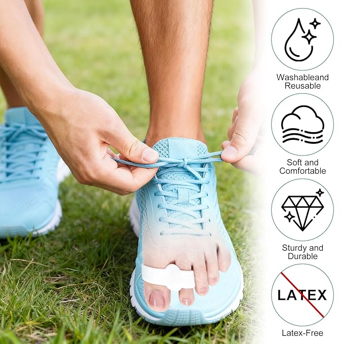 8 PCS Bunion Corrector & Toe Separators - 2 Loop Gel Toe Spacers for Women & Men, Soft Silicone Toe Straighteners, Soft Toes Spacers Corrector for Women Men Straighten Overlapping Toes(2 Size,White)
