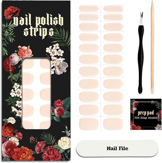 Nail Polish Strips - 22 Pcs Salon Quality Gel Nail Stickers - Long Lasting Wraps (Loft Light Nude)