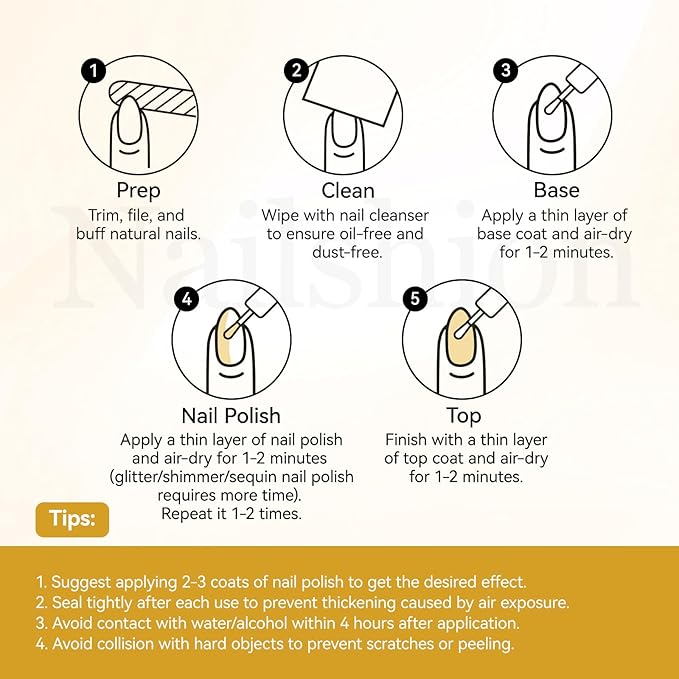 Metallic Gold Nail Polish with Base Top Coat 3 IN 1 Nail Strengthener, Quick Dry Clear & Liquid Golden Nail Polish Duo, Opaque, Non-Gel, Professional Nails Art Kit Home Manicure DIY Gift