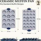 BRONYPRO 2-Pack 12 Cup and Mini 24 Cup Non Toxic Nonstick Ceramic Muffin Pan & - Image 7