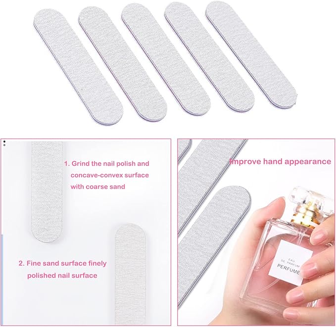100 Packs 100/180 Grits Mini Nail Files and Buffers Double Sided Emery Boards Manicure Tool for Acrylic Nails, Nail Care