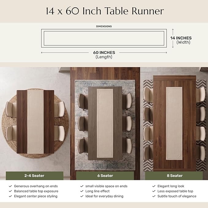 Solino Home 100% Pure Linen Table Runner Forest Green, Athena 14 x 60 in | - Image 3